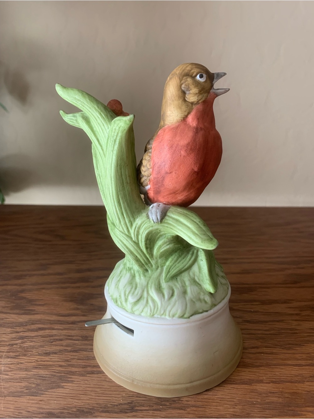 Stafford Decorative Japanese Ceramic Robin Figurine in Green and Orange